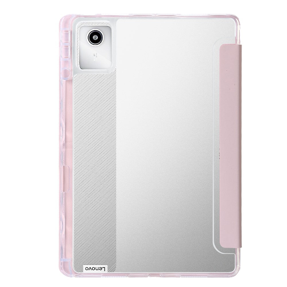 For Lenovo Xiaoxin Pad 11 2025 / Idea Tab (TB336ZU / TB336FU) Case PU Leather Origami Stand Clear Tablet Cover - Pink