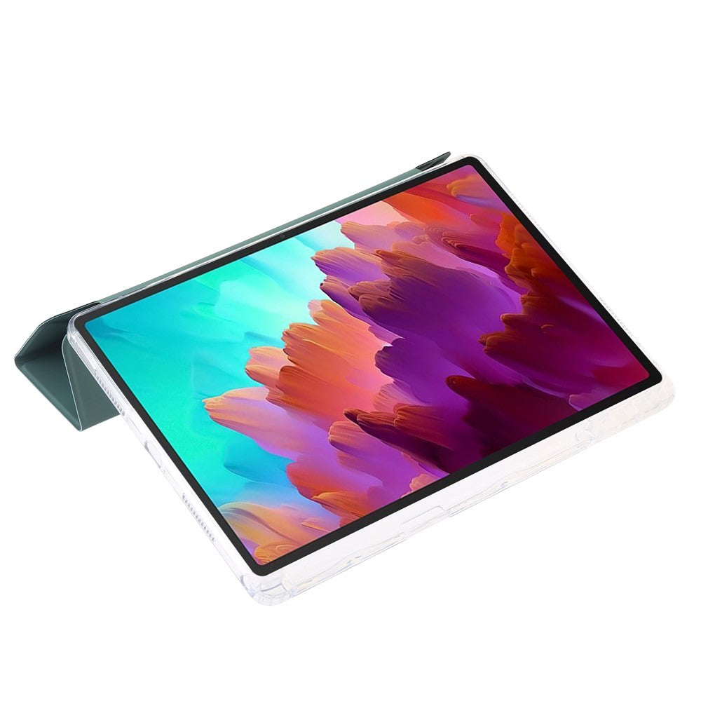 For Lenovo Xiaoxin Pad 11 2025 / Idea Tab (TB336ZU / TB336FU) Case PU Leather Origami Stand Clear Tablet Cover - Blackish Green