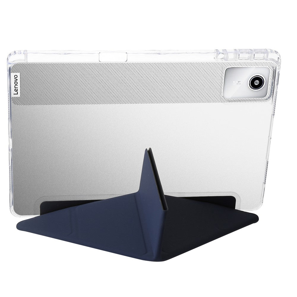 For Lenovo Xiaoxin Pad 11 2025 / Idea Tab (TB336ZU / TB336FU) Case PU Leather Origami Stand Clear Tablet Cover - Dark Blue