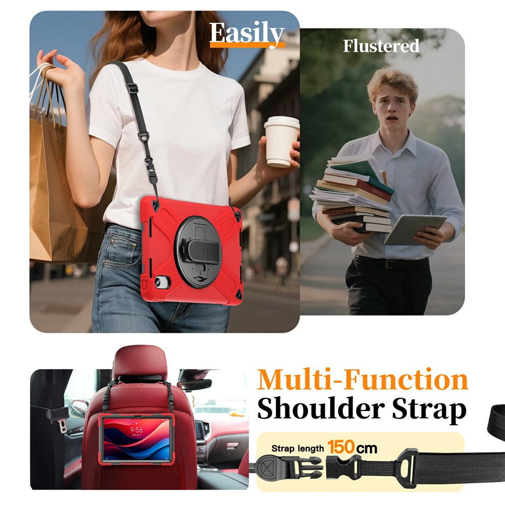 Kickstand Case for Lenovo Pad 11 2025 TB-335FC / 2024 / Tab K11 Gen 2 TB336 / K11 TB-330XU / P11 Gen 2 / M11 TB-330FU 331FC / Zhaoyang K10 with Strap - Red