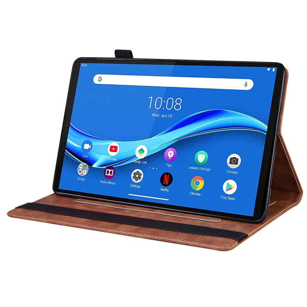 For Lenovo K9 / Tab One Case PU Leather Protective Folio Tablet Cover with Card Holder - Brown