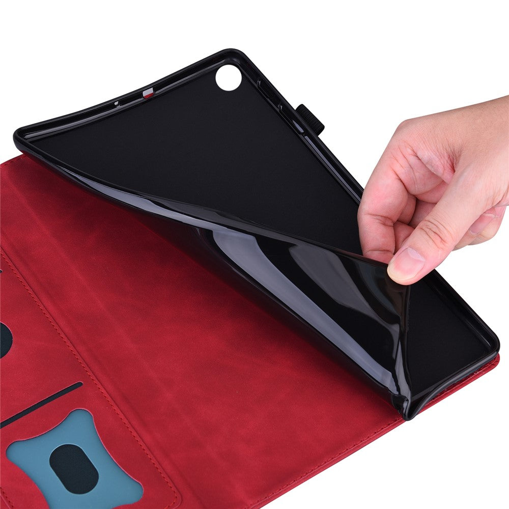 For Lenovo K9 / Tab One Case PU Leather Protective Folio Tablet Cover with Card Holder - Red