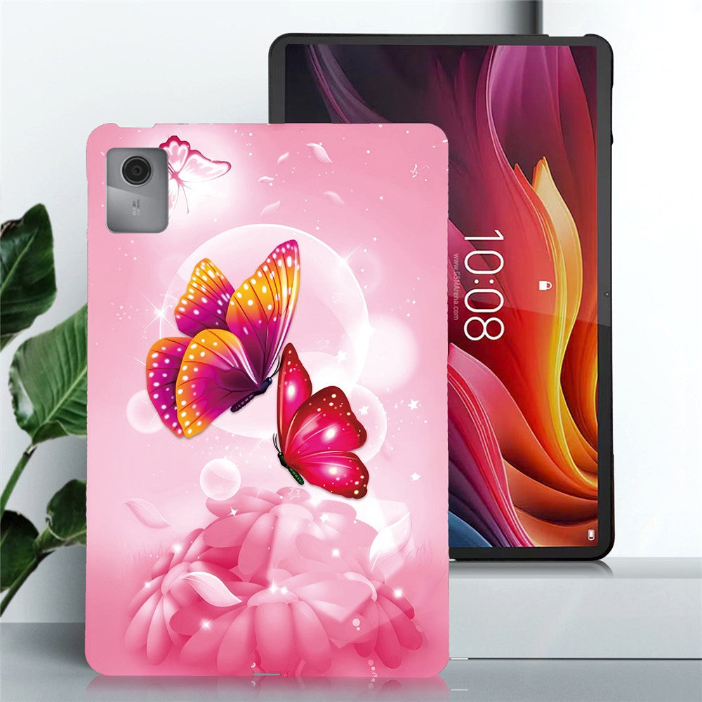 For Lenovo Idea Tab / Xiaoxin Pad 11 2025 Case Pattern Printing Slim Soft TPU Tablet Cover - Pink Butterfly