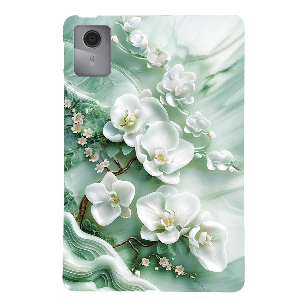 For Lenovo Idea Tab / Xiaoxin Pad 11 2025 Case Pattern Printing Slim Soft TPU Tablet Cover - Jade Flower
