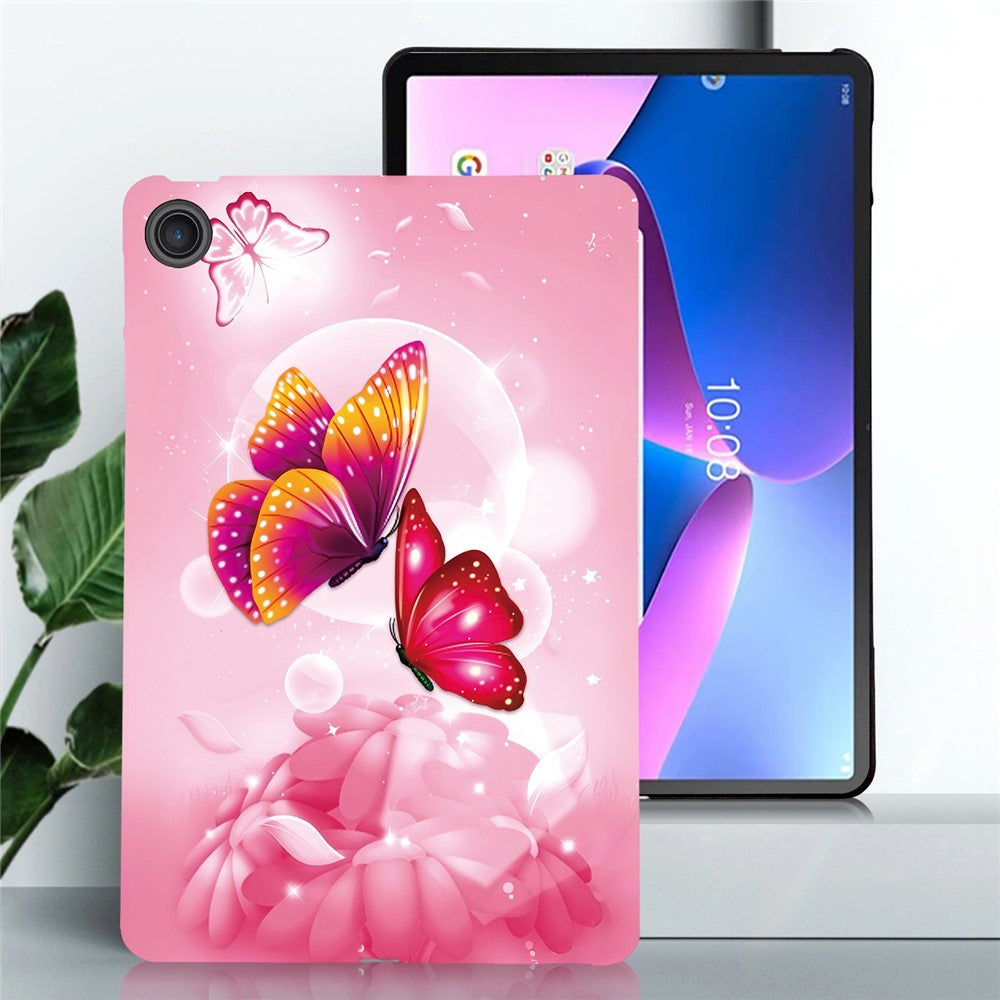 For Lenovo Tab 10.1 (2025) TB311XU / Zhaoyang K10C Case Pattern Printing Slim Soft TPU Tablet Cover - Pink Butterfly