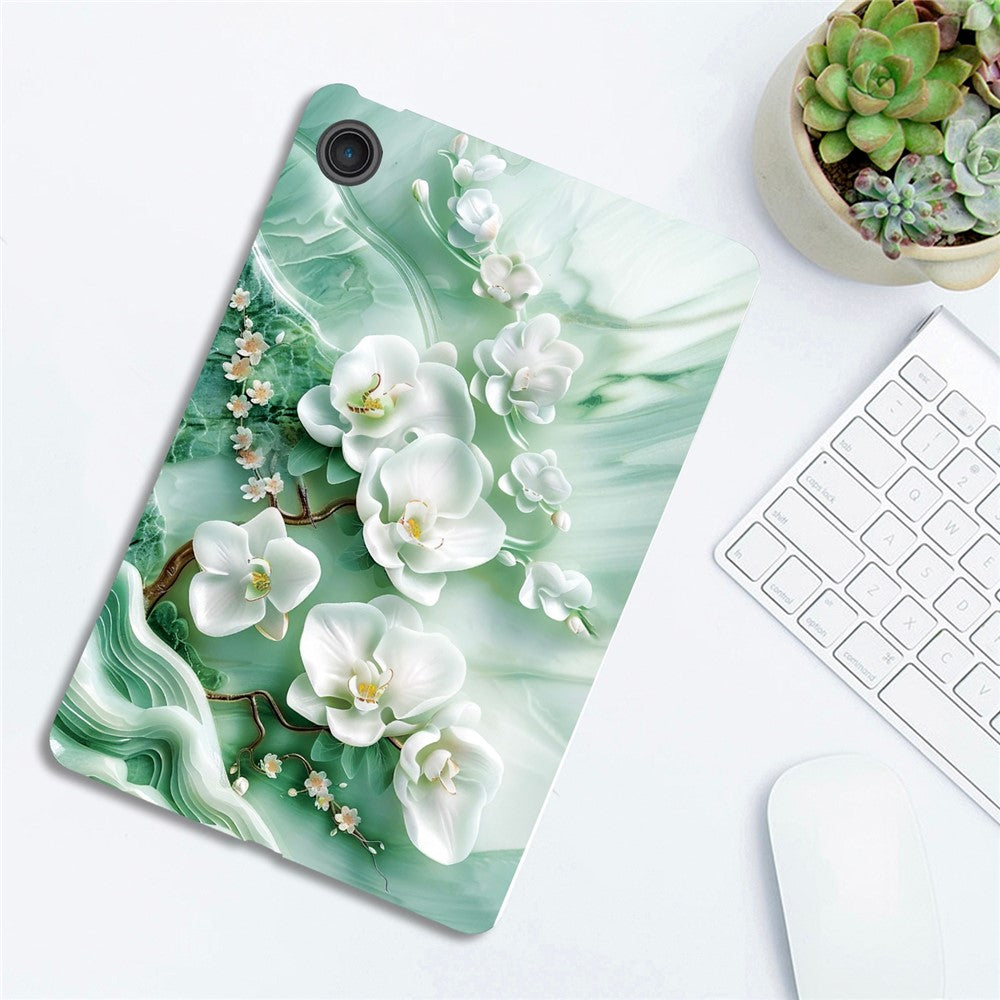 For Lenovo Tab 10.1 (2025) TB311XU / Zhaoyang K10C Case Pattern Printing Slim Soft TPU Tablet Cover - Jade Flower