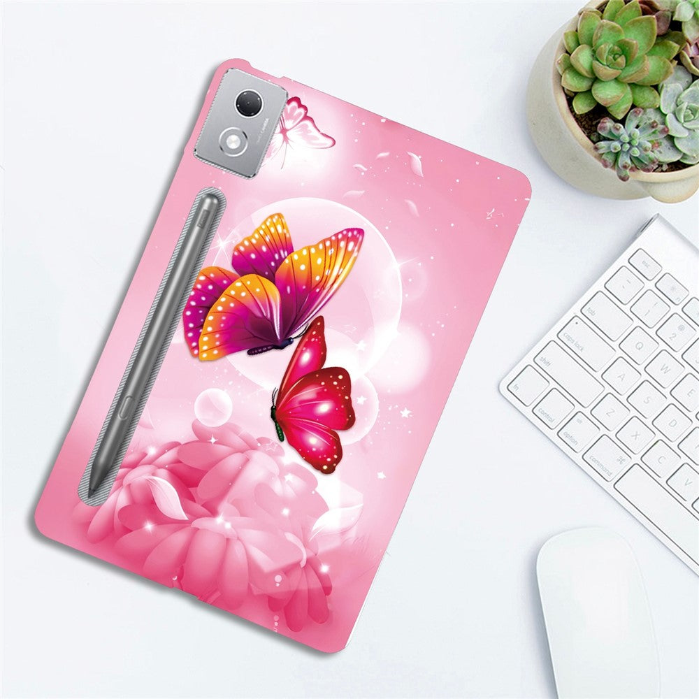 For Lenovo Tab P12 Pro 12.7 2025  /  Xiaoxin Pad Pro 12.7 (2025) Case Pattern Printing Slim Soft TPU Tablet Cover - Pink Butterfly