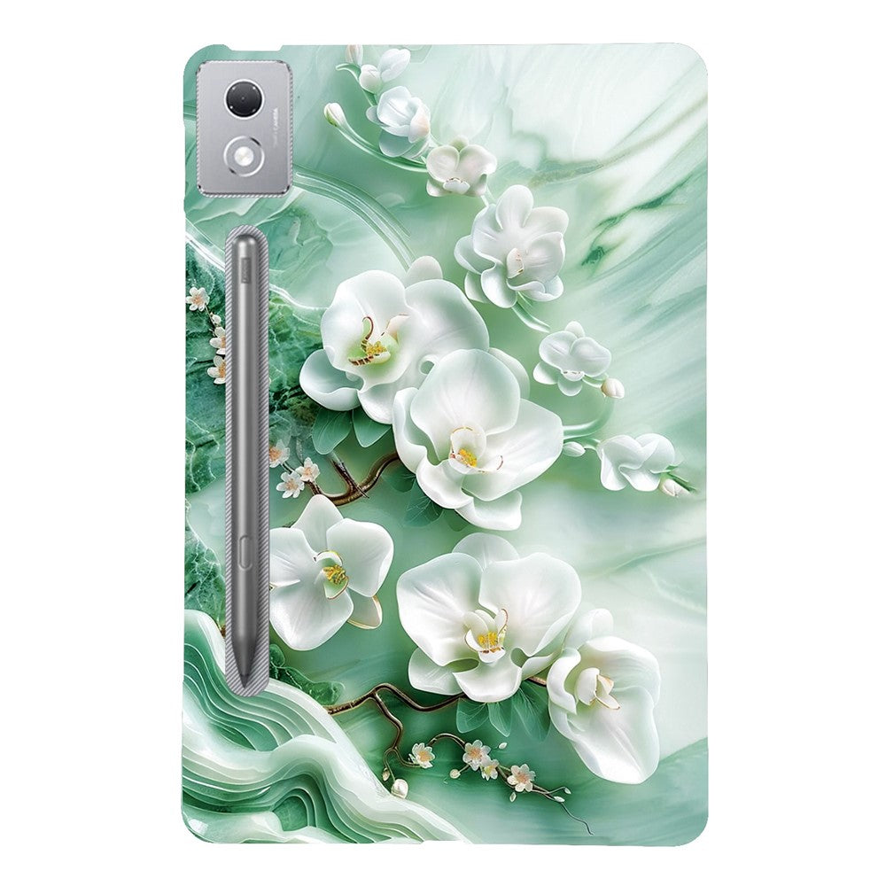 For Lenovo Tab P12 Pro 12.7 2025  /  Xiaoxin Pad Pro 12.7 (2025) Case Pattern Printing Slim Soft TPU Tablet Cover - Jade Flower