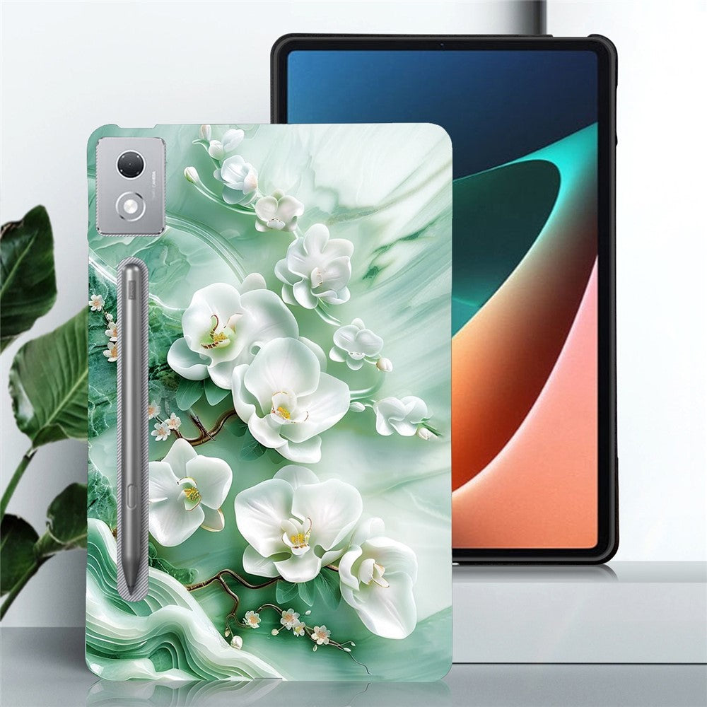 For Lenovo Tab P12 Pro 12.7 2025  /  Xiaoxin Pad Pro 12.7 (2025) Case Pattern Printing Slim Soft TPU Tablet Cover - Jade Flower