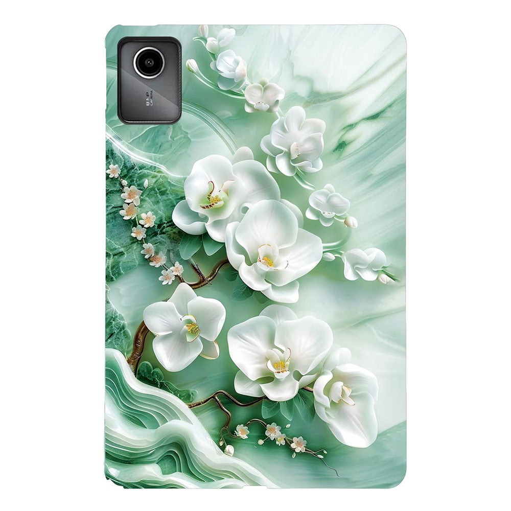 For Lenovo Tab M11 TB-330FC / Xiaoxin Pad 11 2024 TB-331FC Case Pattern Printing Slim Soft TPU Tablet Cover - Jade Flower