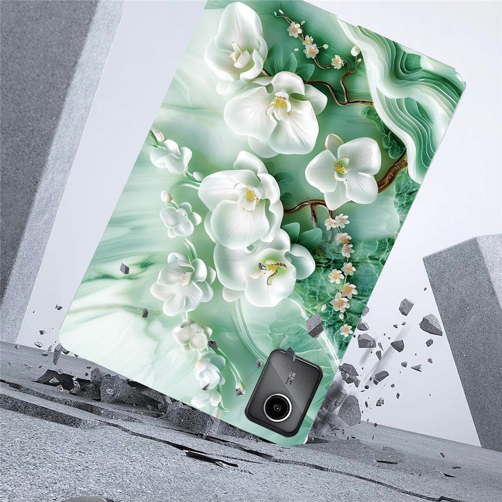 For Lenovo Tab M11 TB-330FC / Xiaoxin Pad 11 2024 TB-331FC Case Pattern Printing Slim Soft TPU Tablet Cover - Jade Flower