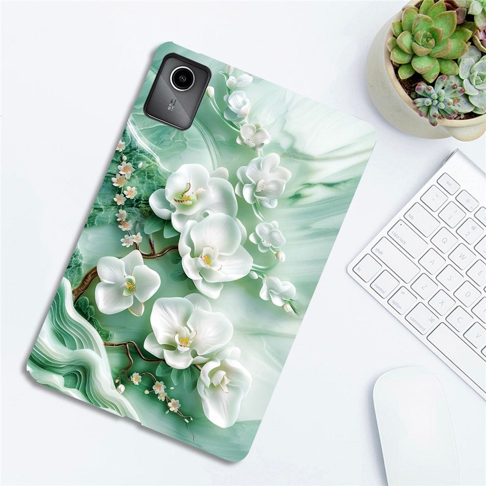 For Lenovo Tab M11 TB-330FC / Xiaoxin Pad 11 2024 TB-331FC Case Pattern Printing Slim Soft TPU Tablet Cover - Jade Flower