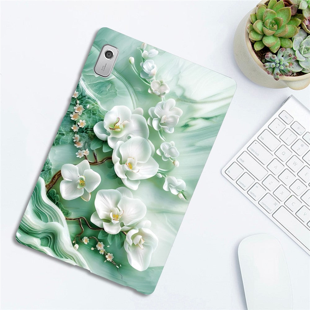 For Lenovo Tab M9 Case Pattern Printing Slim Soft TPU Tablet Cover - Jade Flower