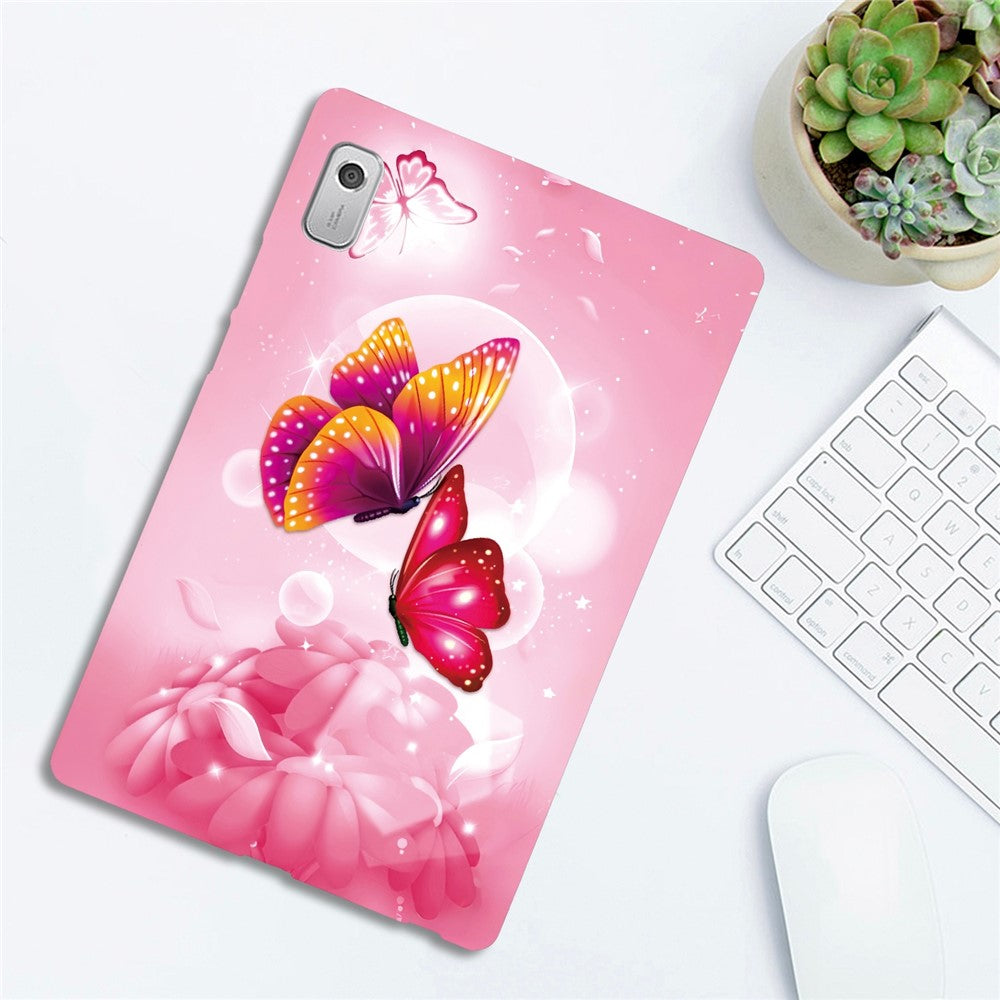 For Lenovo Tab M9 Case Pattern Printing Slim Soft TPU Tablet Cover - Pink Butterfly