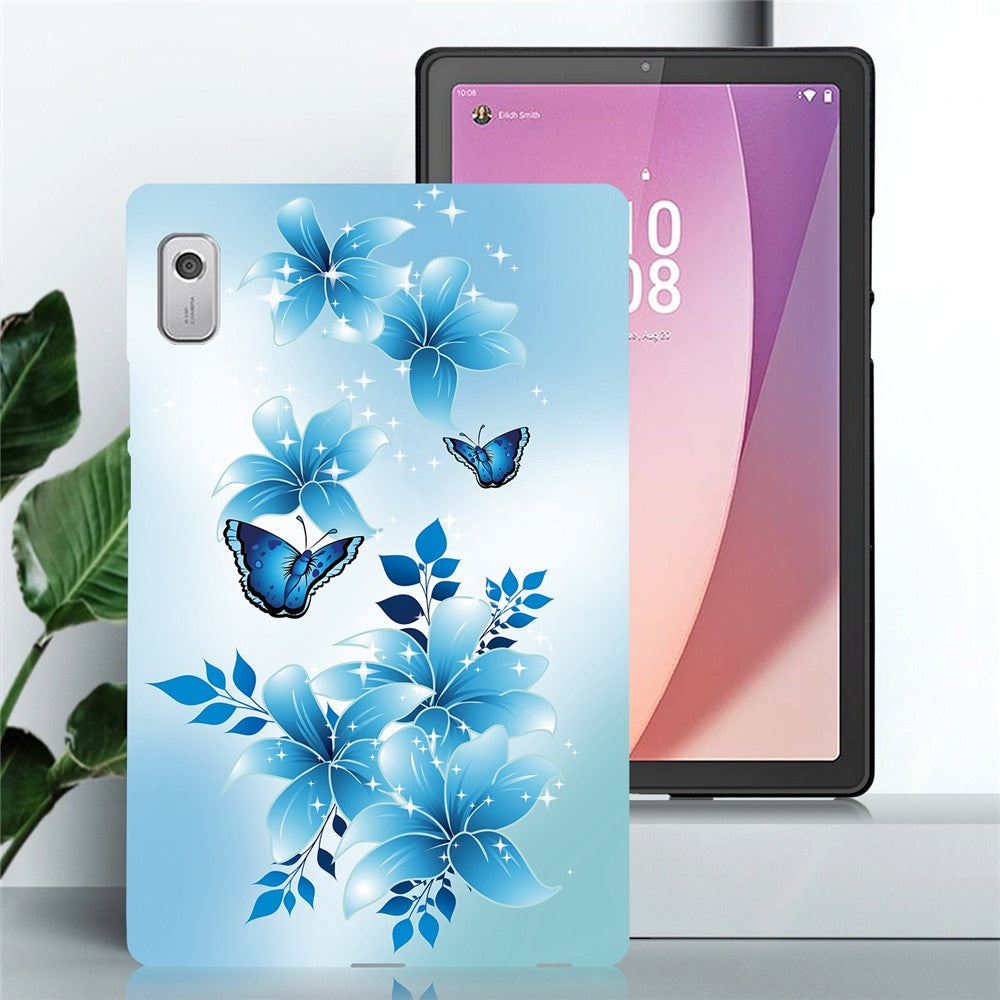 For Lenovo Tab M9 Case Pattern Printing Slim Soft TPU Tablet Cover - Blue Butterfly