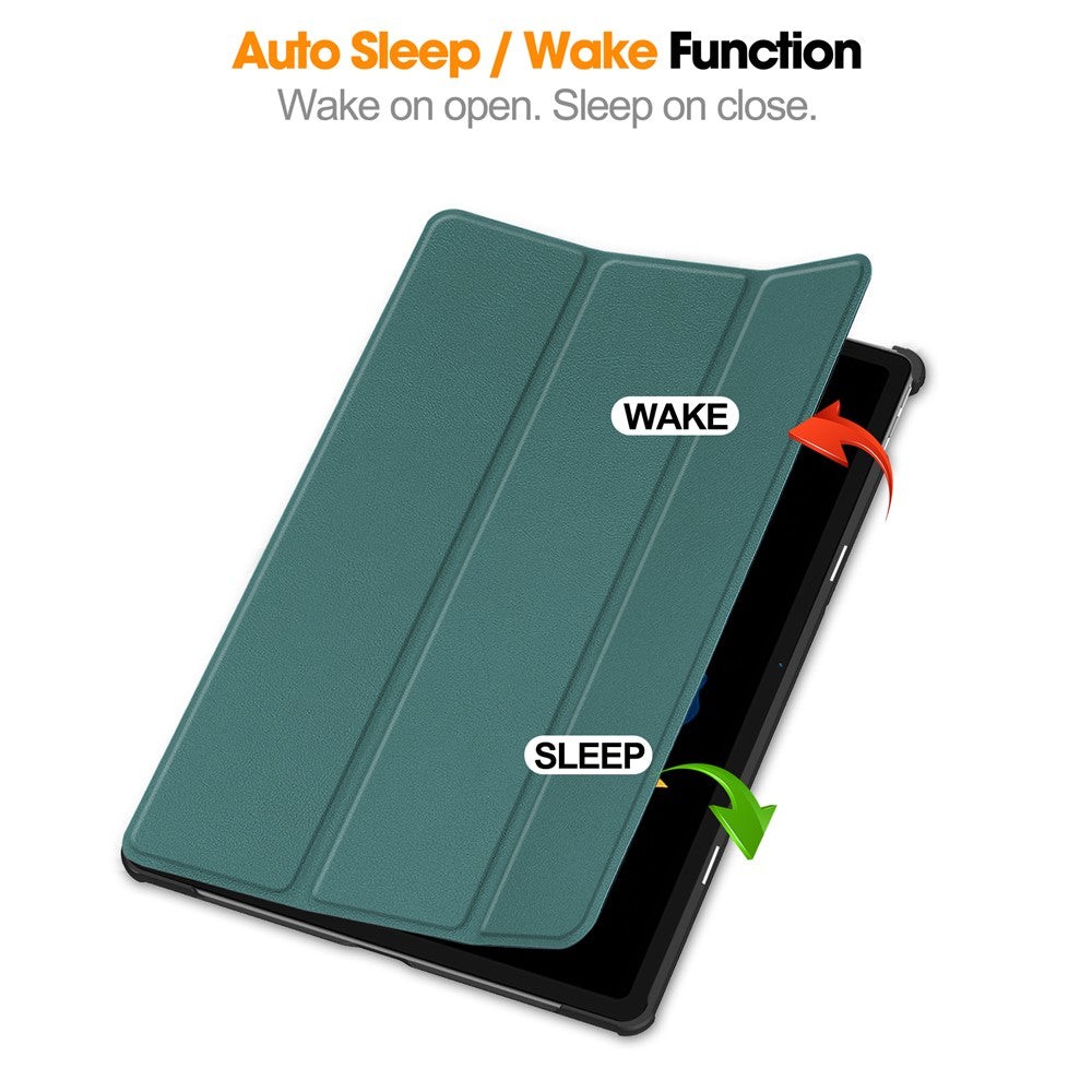 For Lenovo Xiaoxin Pad 2025 12.1 inch Case Anti-Drop Leather Stand Tablet Cover - Blackish Green