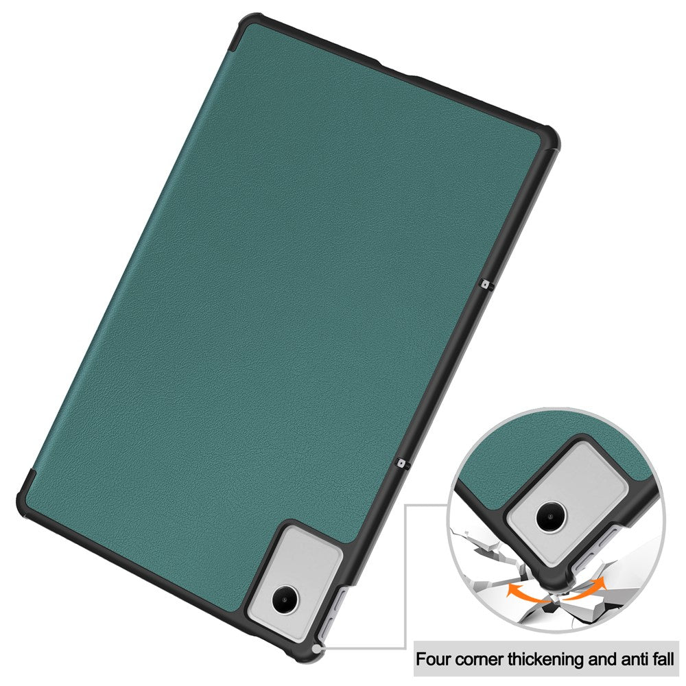 For Lenovo Xiaoxin Pad 2025 12.1 inch Case Anti-Drop Leather Stand Tablet Cover - Blackish Green