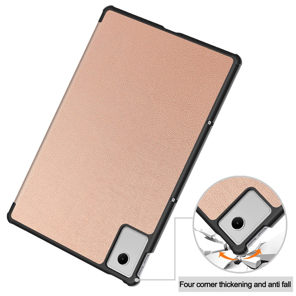 For Lenovo Xiaoxin Pad 2025 12.1 inch Case Anti-Drop Leather Stand Tablet Cover - Rose Gold