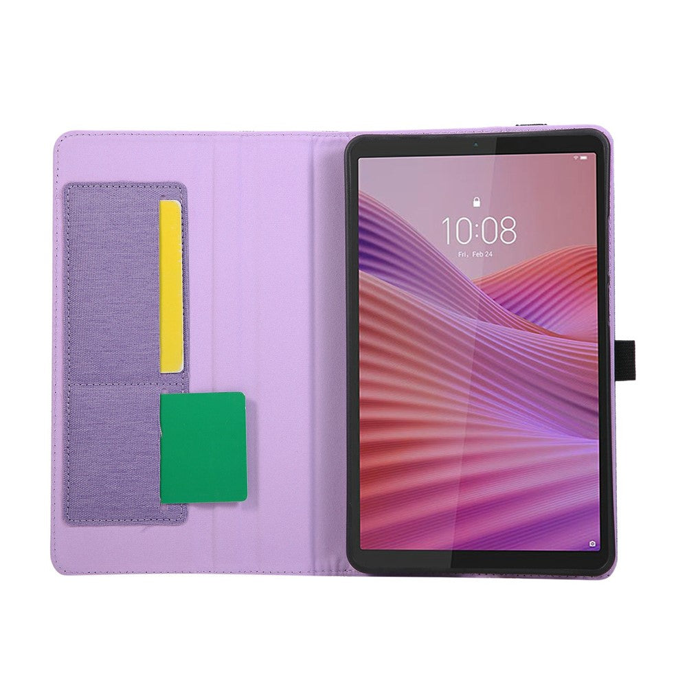 For Lenovo Tab K9 / Tab One Case with Stand Card Holder Cloth Texture Leather Tablet Cover - Purple
