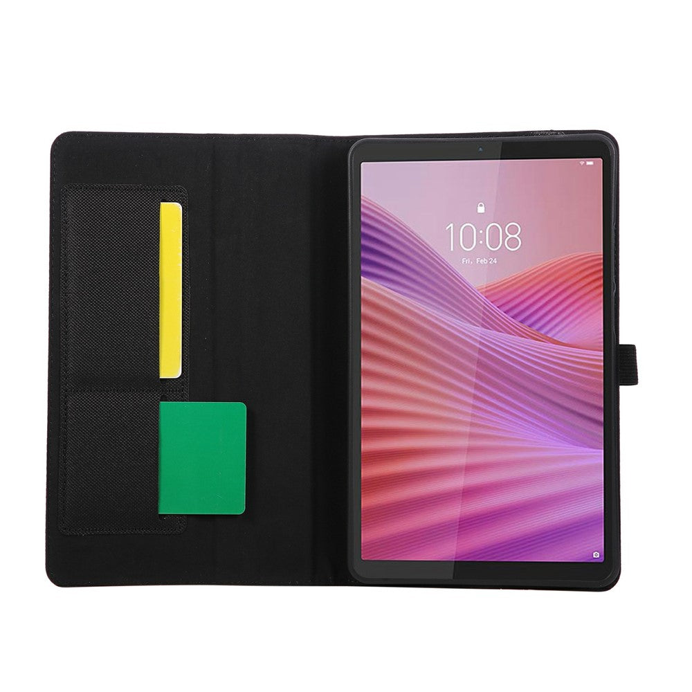 For Lenovo Tab K9 / Tab One Case with Stand Card Holder Cloth Texture Leather Tablet Cover - Black
