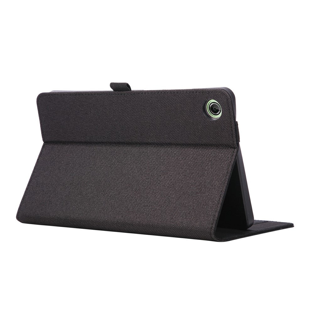 For Lenovo Tab K9 / Tab One Case with Stand Card Holder Cloth Texture Leather Tablet Cover - Black