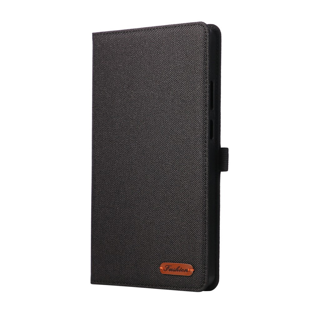 For Lenovo Tab K9 / Tab One Case with Stand Card Holder Cloth Texture Leather Tablet Cover - Black