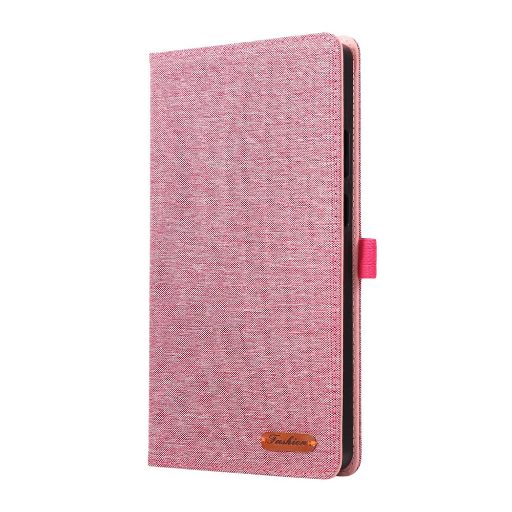 For Lenovo Tab K9 / Tab One Case with Stand Card Holder Cloth Texture Leather Tablet Cover - Pink