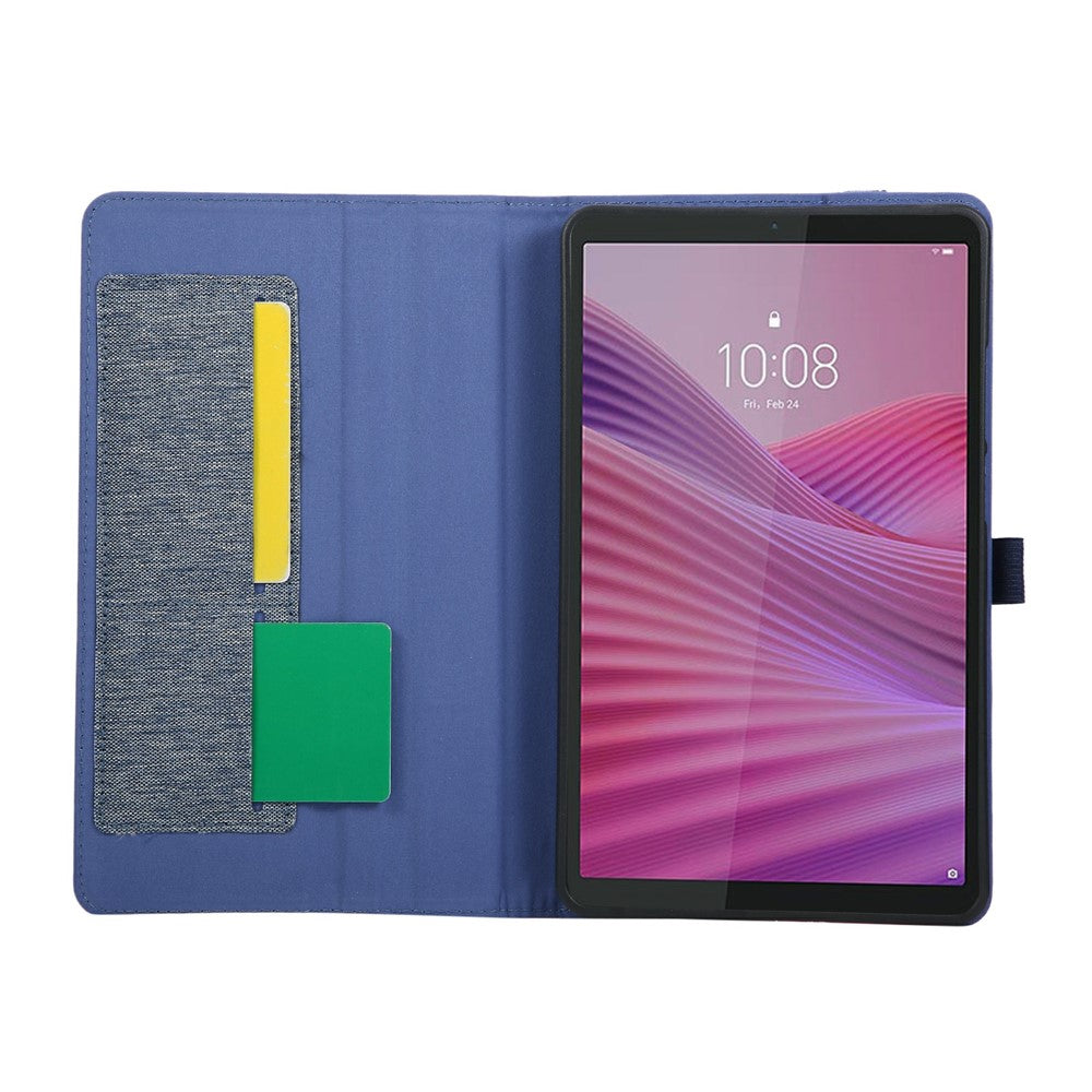 For Lenovo Tab K9 / Tab One Case with Stand Card Holder Cloth Texture Leather Tablet Cover - Blue