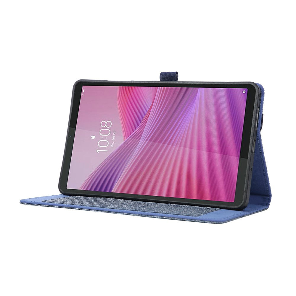 For Lenovo Tab K9 / Tab One Case with Stand Card Holder Cloth Texture Leather Tablet Cover - Blue