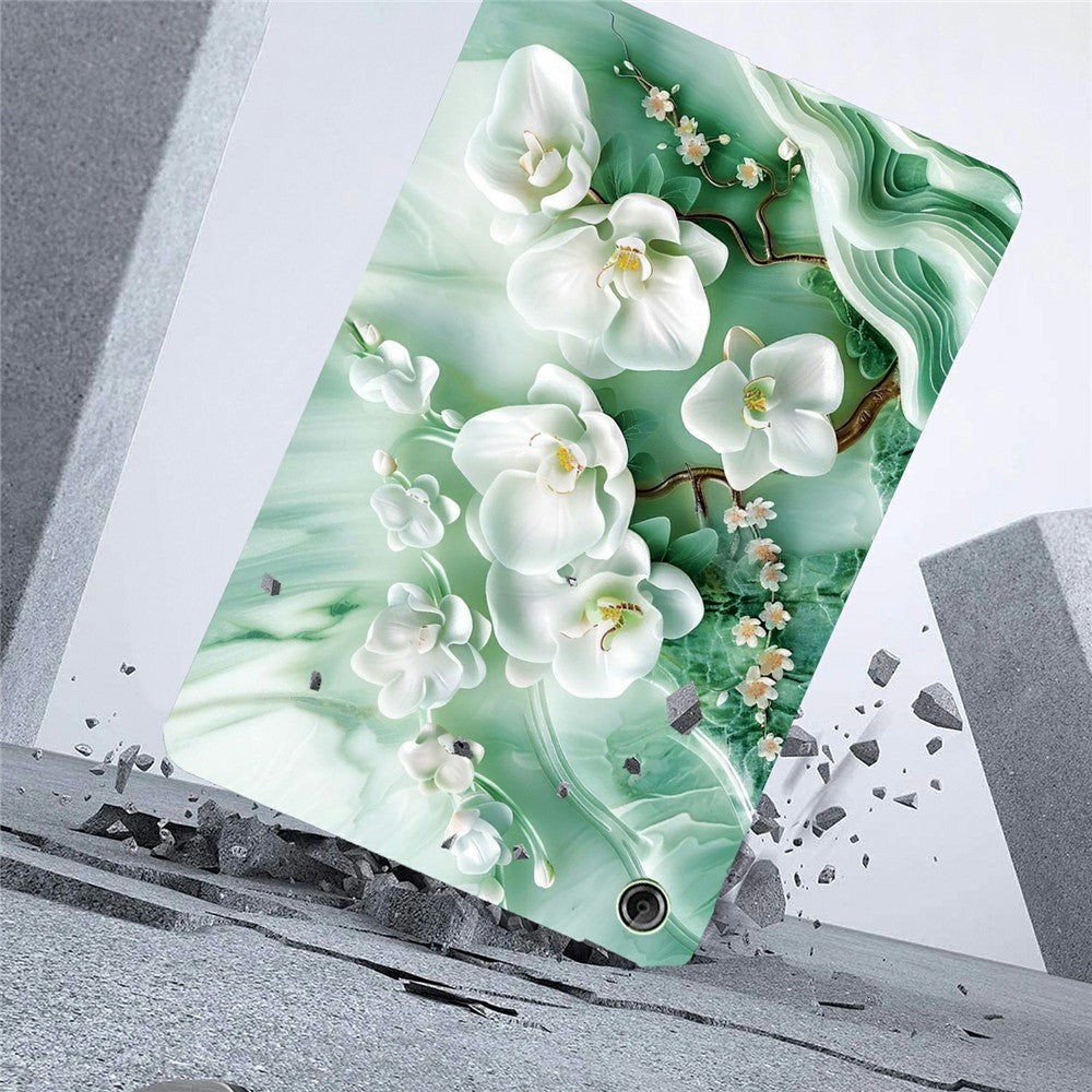 For Lenovo Tab K9 Case Pattern Printing Slim Soft TPU Tablet Cover - Jade Flower