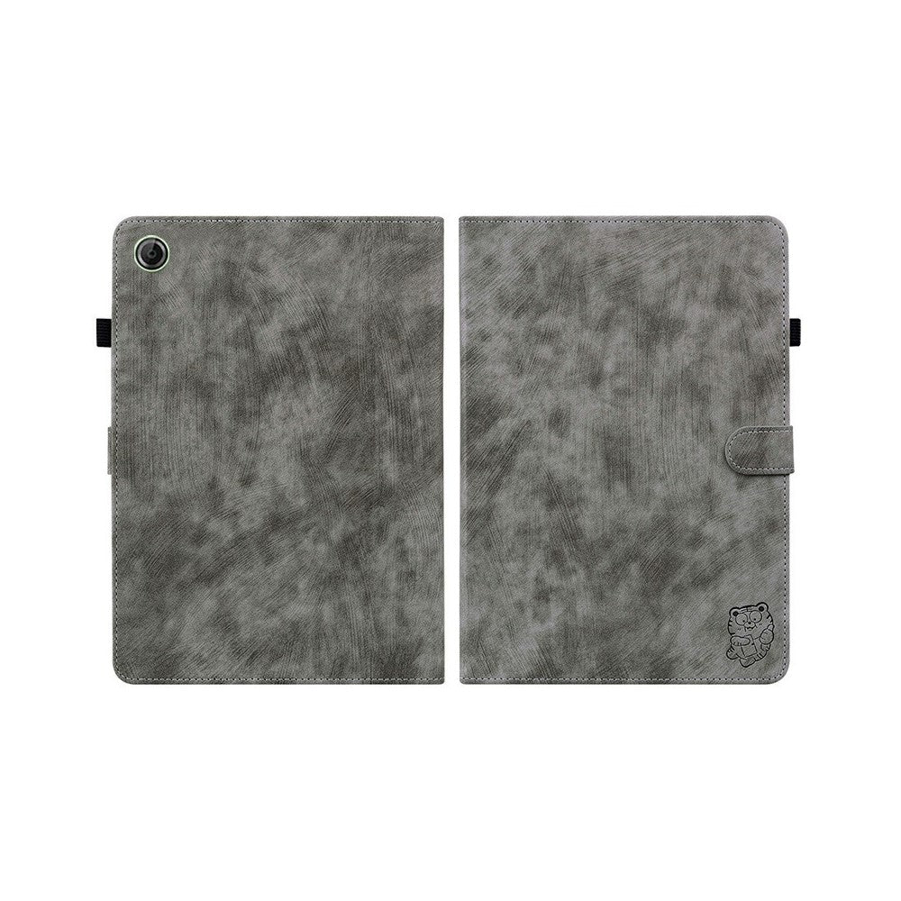 For Lenovo Tab K9 Case Tiger Imprint Anti-Scratch PU Leather Tablet Cover - Grey