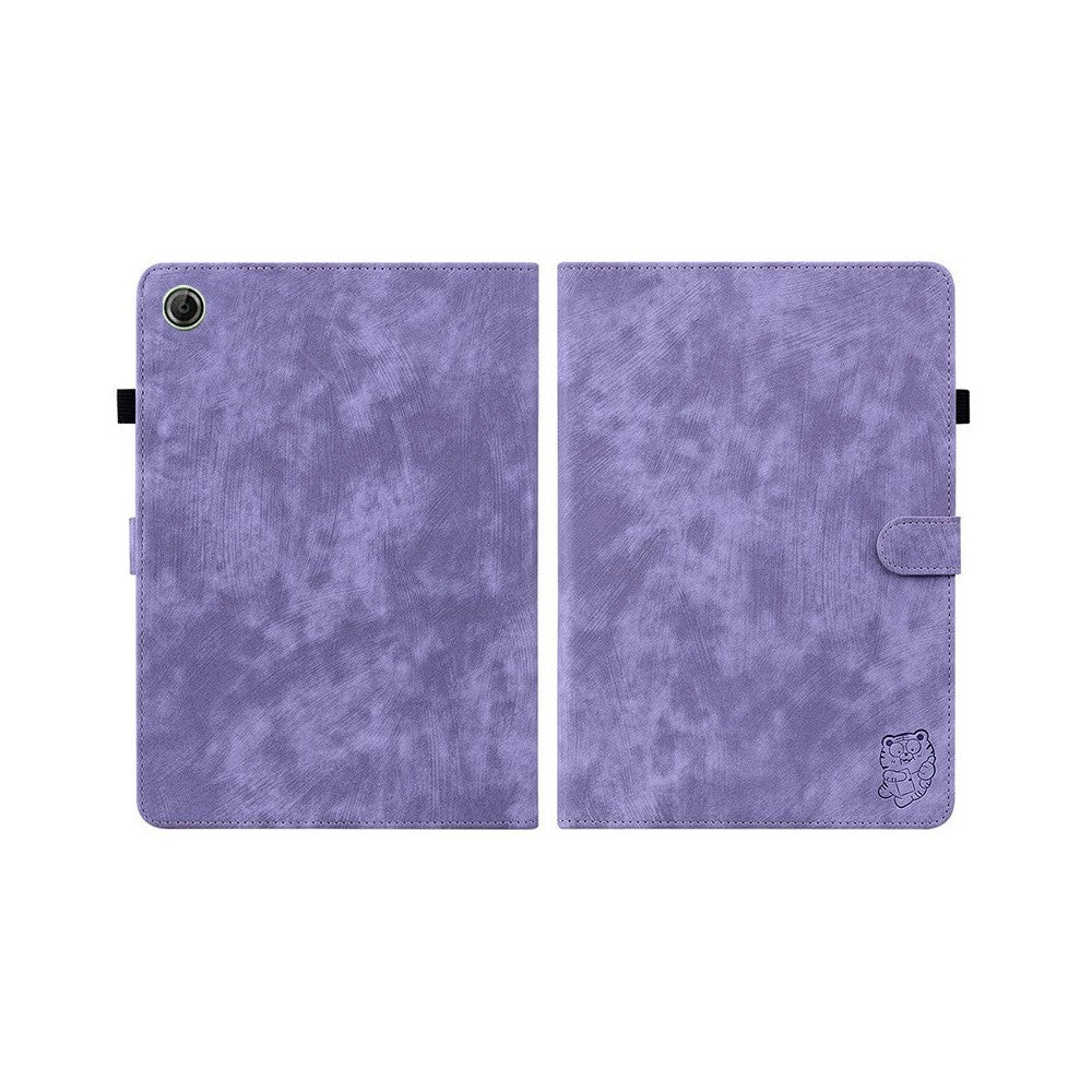 For Lenovo Tab K9 Case Tiger Imprint Anti-Scratch PU Leather Tablet Cover - Purple