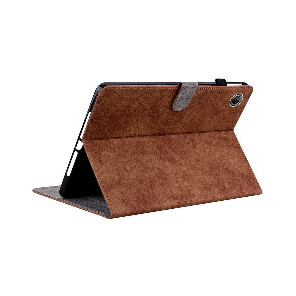 For Lenovo Tab K9 Case Tiger Imprint Anti-Scratch PU Leather Tablet Cover - Brown