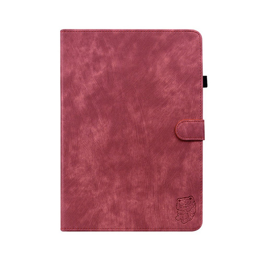 For Lenovo Tab K9 Case Tiger Imprint Anti-Scratch PU Leather Tablet Cover - Red