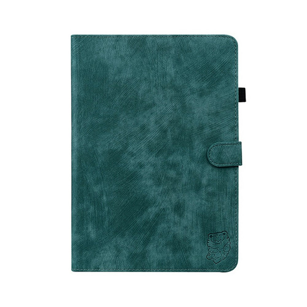 For Lenovo Tab K9 Case Tiger Imprint Anti-Scratch PU Leather Tablet Cover - Green