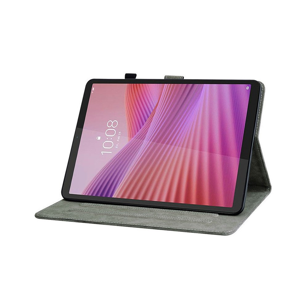 For Lenovo Tab K9 Case Tiger Imprint Anti-Scratch PU Leather Tablet Cover - Black