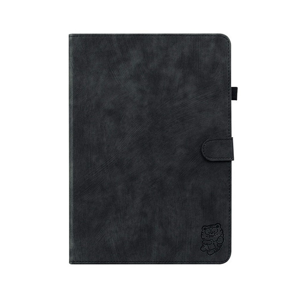 For Lenovo Tab K9 Case Tiger Imprint Anti-Scratch PU Leather Tablet Cover - Black