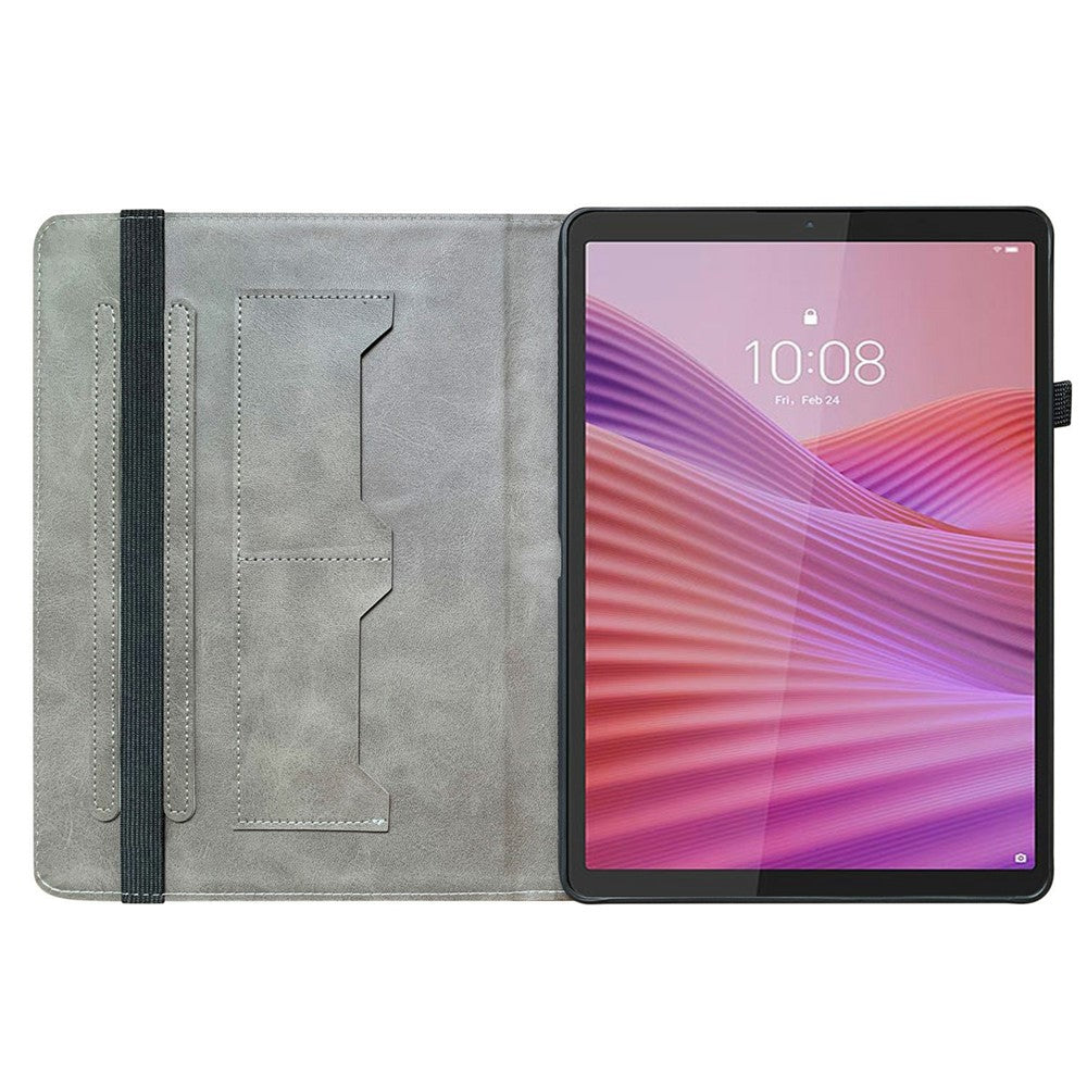 For Lenovo Tab K9 Leather Case Pattern Printed Stand Tablet Cover with Card Slots - Purple Peony