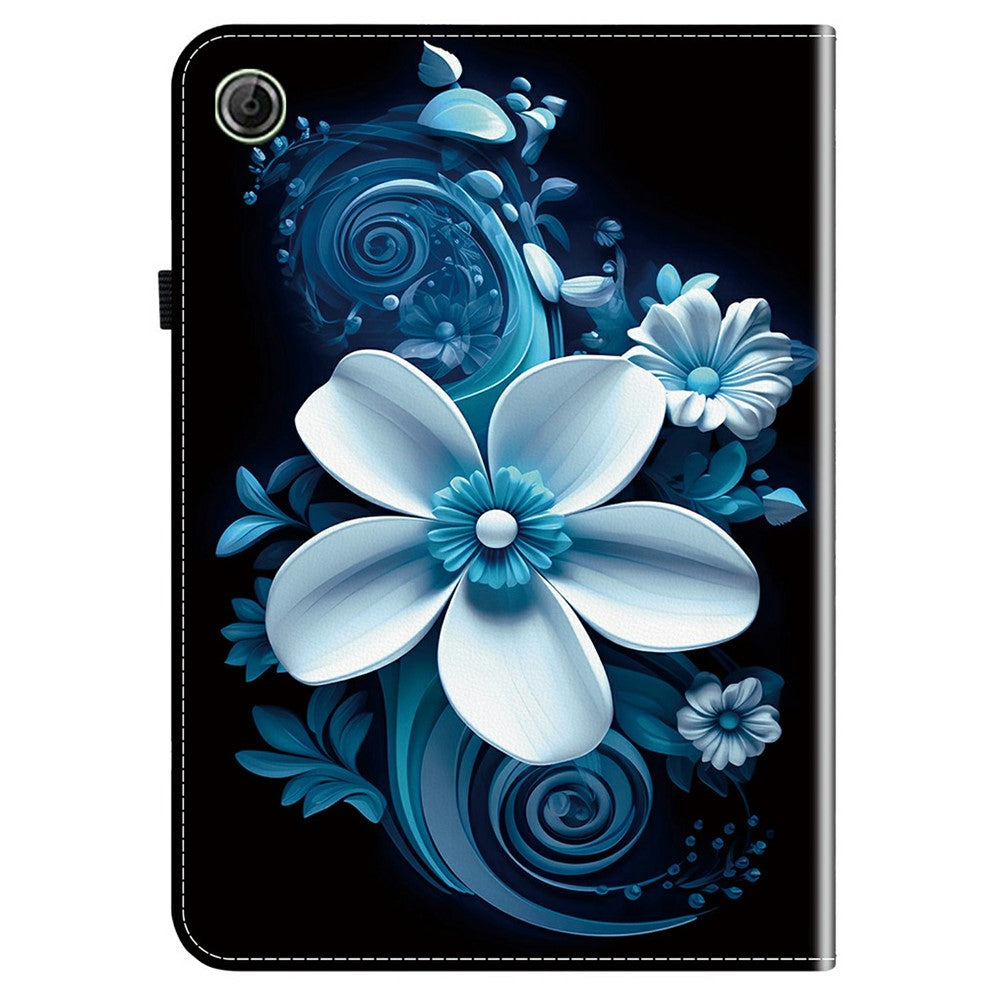 For Lenovo Tab K9 Leather Case Pattern Printed Stand Tablet Cover with Card Slots - Black Orchid