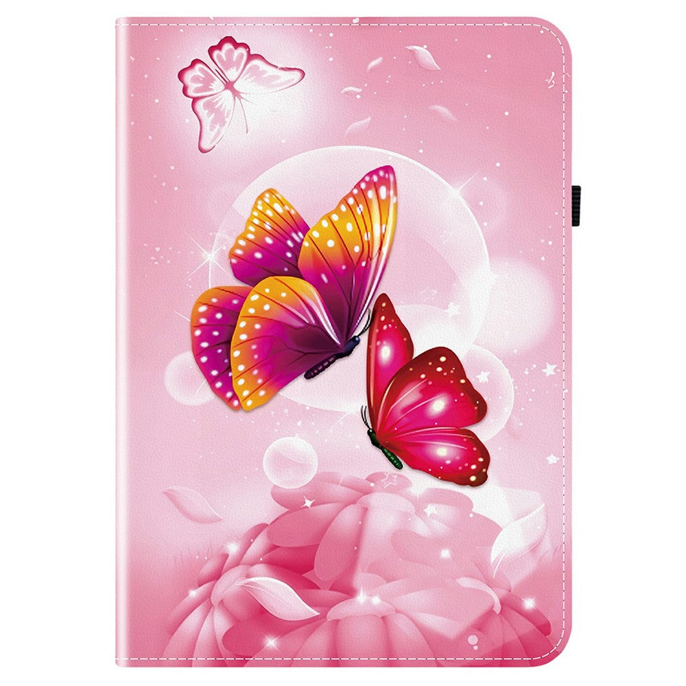 For Lenovo Tab K9 Leather Case Pattern Printed Stand Tablet Cover with Card Slots - Pink Butterfly