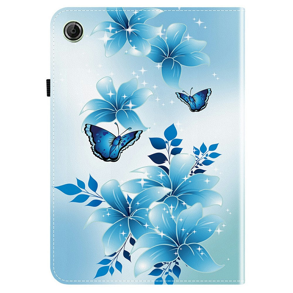 For Lenovo Tab K9 Leather Case Pattern Printed Stand Tablet Cover with Card Slots - Blue Butterfly