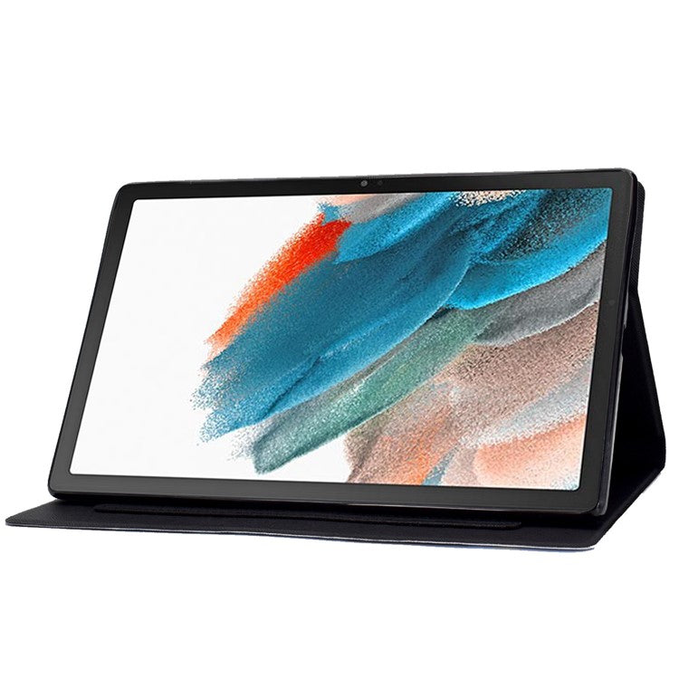 For Samsung Galaxy Tab A8 10.5 (2021) SM-X200 / X205 / Tab A8 10.5 (2022) Anti-drop Magnetic Pattern Printing Cover Folio Flip Auto Wake / Sleep PU Leather Stand Case with Card Slots - Rose / Lion