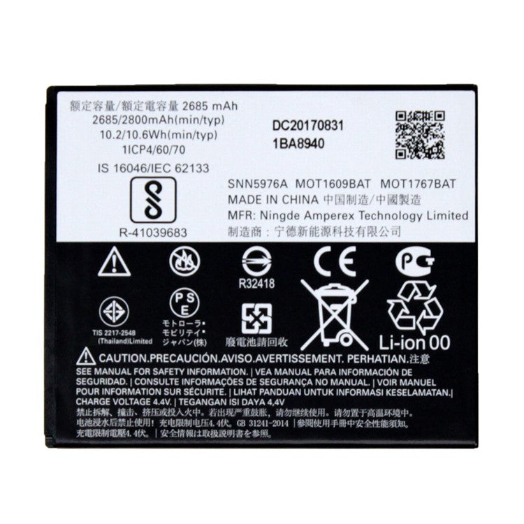 For Motorola Moto G4 Play / G5 Lithium-ion Polymer Battery 3.8V 2800mAh Battery GK40 Replacement Part (Without Logo)