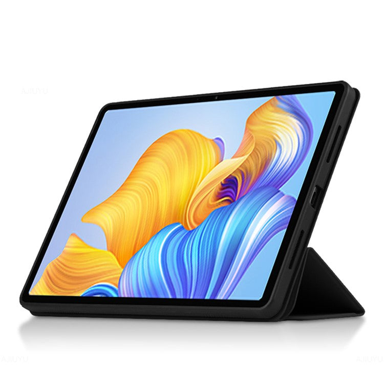 For Honor Pad 8 Protective Cover TPU+PU Leather Anti-Drop Case Shockproof Skin-Touch Tablet Case with Three-fold Stand - Black