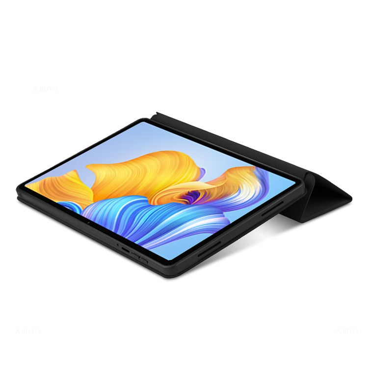 For Honor Pad 8 Protective Cover TPU+PU Leather Anti-Drop Case Shockproof Skin-Touch Tablet Case with Three-fold Stand - Black