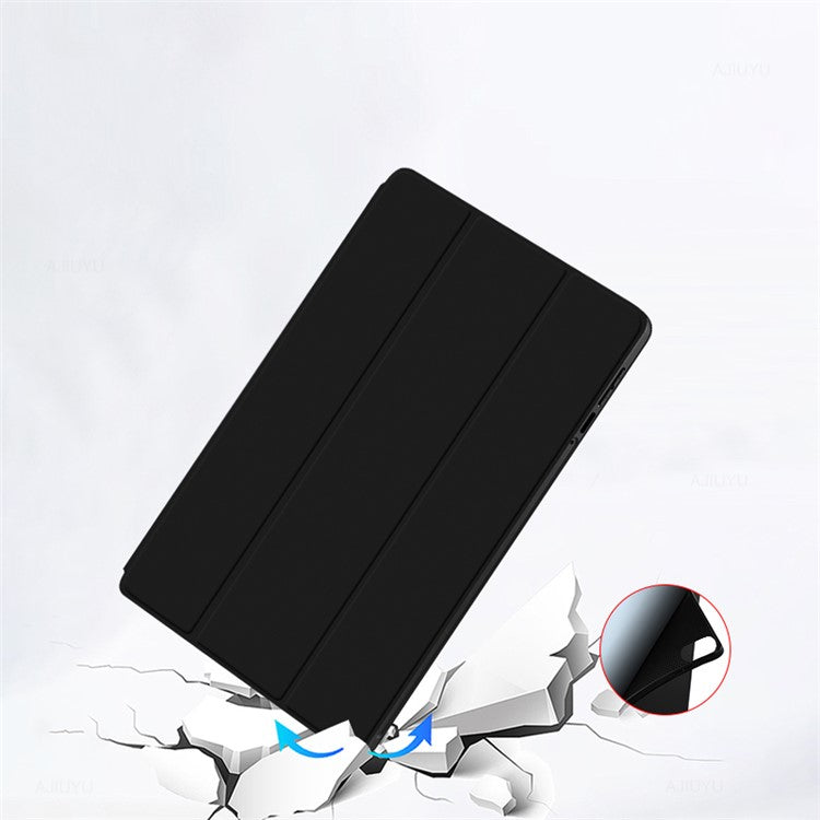 For Honor Pad 8 Protective Cover TPU+PU Leather Anti-Drop Case Shockproof Skin-Touch Tablet Case with Three-fold Stand - Black