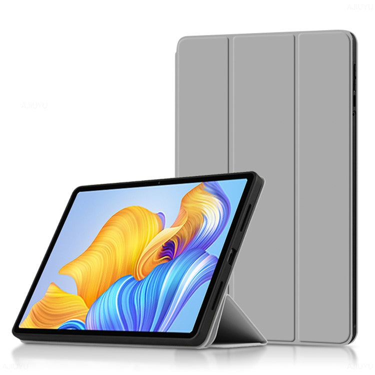 For Honor Pad 8 Protective Cover TPU+PU Leather Anti-Drop Case Shockproof Skin-Touch Tablet Case with Three-fold Stand - Grey