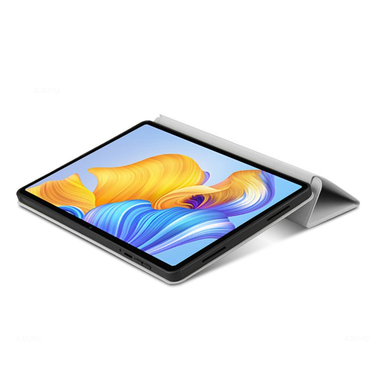 For Honor Pad 8 Protective Cover TPU+PU Leather Anti-Drop Case Shockproof Skin-Touch Tablet Case with Three-fold Stand - Grey