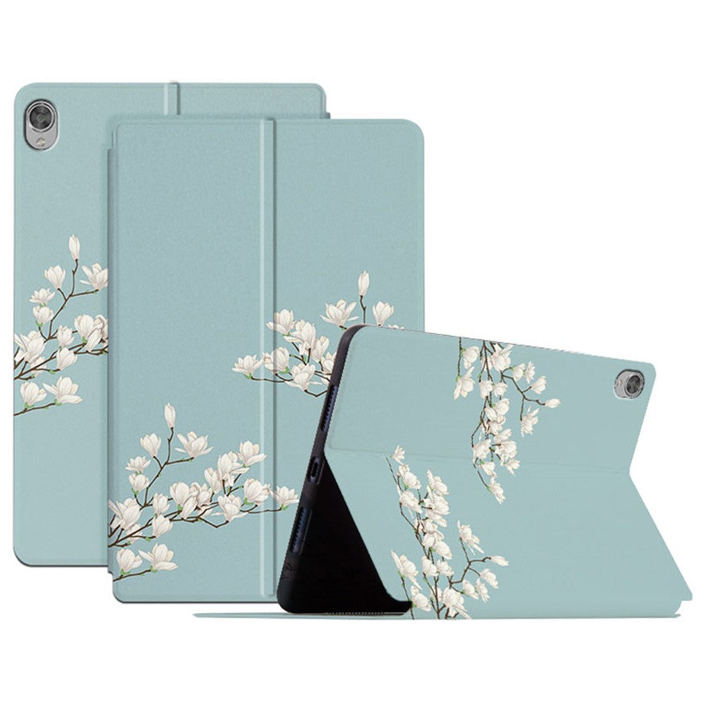 For Lenovo Tab M10 TB-X605F / X505 10.1-inch Well-protected Flower Pattern Printed Tablet Case Leather + TPU Anti-drop Folio Flip Cover with Stand - Gardenias