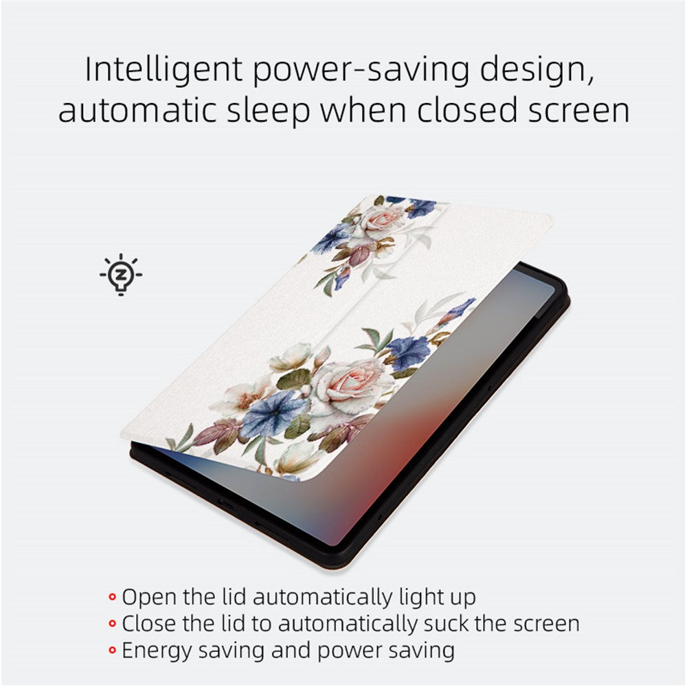 For Lenovo Tab M10 TB-X605F / X505 10.1-inch Well-protected Flower Pattern Printed Tablet Case Leather + TPU Anti-drop Folio Flip Cover with Stand - Gardenias